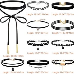 Black Choker Necklace Set